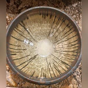 Terry Plasket Wheaton Arts Signed Studio Art Pottery Stoneware Bowl 9”.